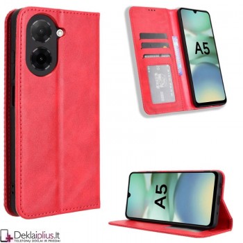 Dirbtinės odos atverčiamas dėklas su skyreliais - raudonas (Xiaomi Redmi A5) Dirbtinės odos atverčiamas dėklas su skyreliais - raudonas (Xiaomi Redmi A5)